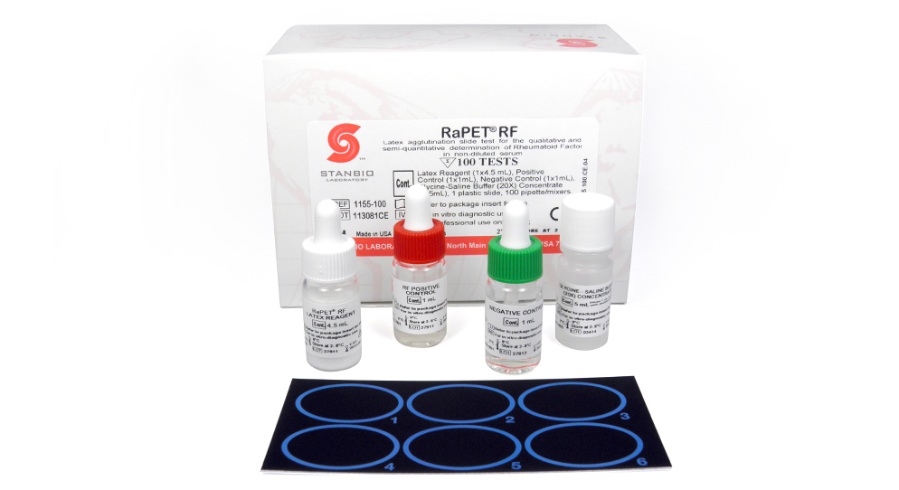 RaPET serology kit from EKF's central laboratory product range. They can test for C-reactive protein, Rheumatoid Factor, and Syphilis.